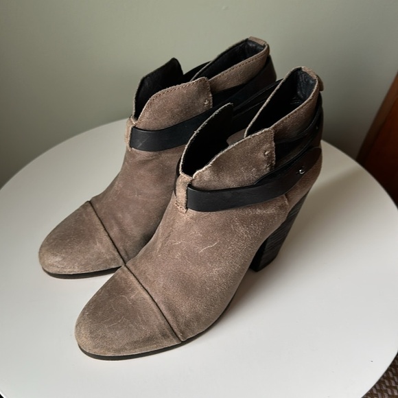 Rag & Bone Harrow Brown Suede Leather Strap Boots Stacked Heel Size 39 US 8.5 - Picture 6 of 17